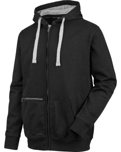 Sweatshirt de trabalho com fecho com capuz preto