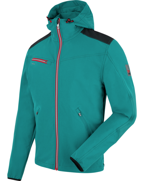 "Softshell de Trabalho Stretch Evolution Água-Marinha/Vermelho Würth MODYF"
