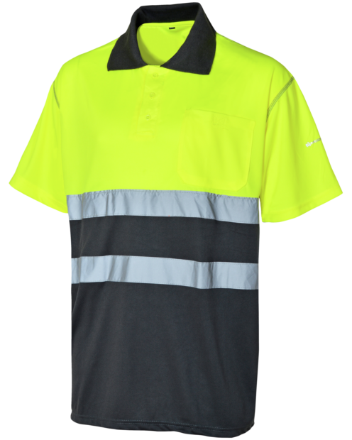 Polo de Trabalho Alta Visibilidade 1/2 Amarelo/Cinzento