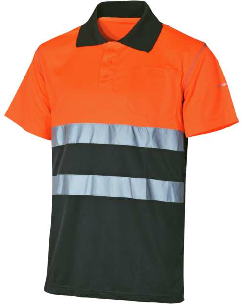 Polo de Trabalho Alta Visibilidade 1/2 Laranja/Cinzento