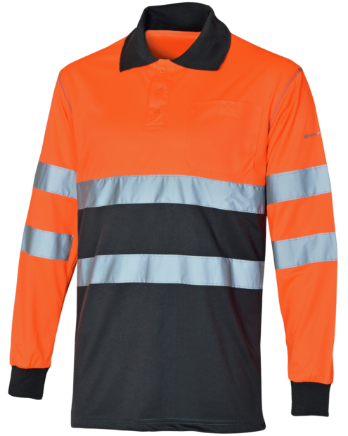 Polo de Trabalho Alta Visibilidade 1/2 Laranja/Cinzento