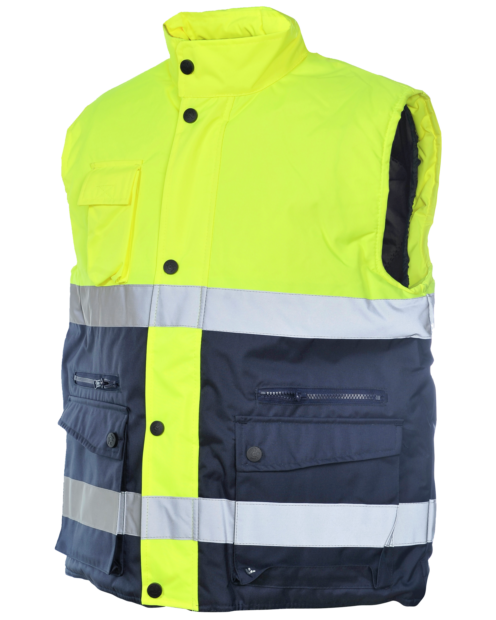 Colete de Trabalho Alta Visibilidade 2/1 Amarelo/Azul-marinho