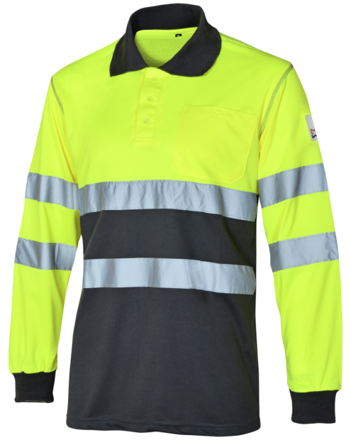 Polo de Trabalho Alta Visibilidade 1/2 Amarelo/Cinzento
